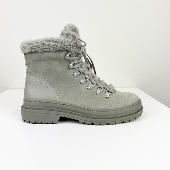 Splendid Yvonne Laced Sherpa Boot in Stone Size 8.5 Leather - Picture 7 of 8
